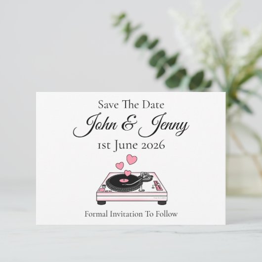 DJ Musician Wedding Save the Date (Stehend Vorderseite)