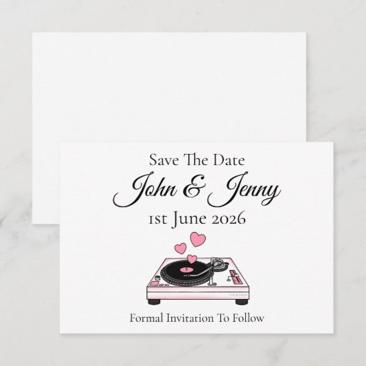 DJ Musician Wedding Save the Date (Vorne/Hinten)
