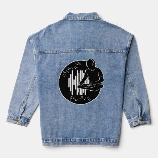 DJ-Musik-Silhouette Schwarz-Weiß-Kunst Jeansjacke