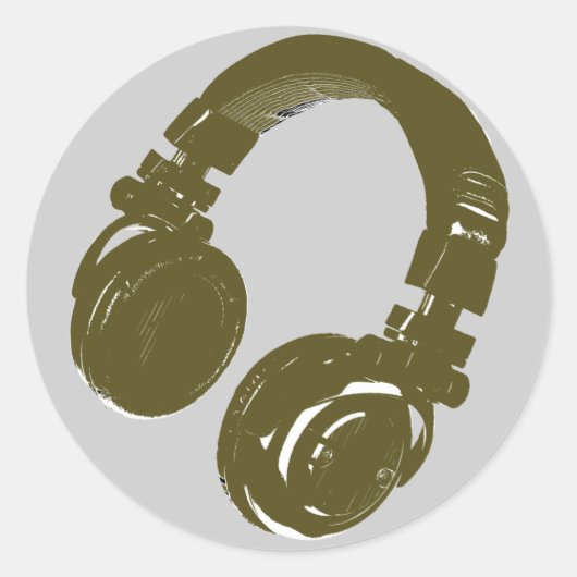 DJ-Musikkopfhörer Runder Aufkleber (Vorderseite)