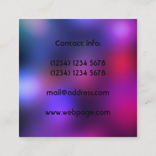 Dj Nachtklubstyle Quadratische Visitenkarte (Rückseite)