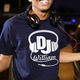 DJ-Name Kopfhörer weiß auf dunklem grafischen T - T-Shirt
