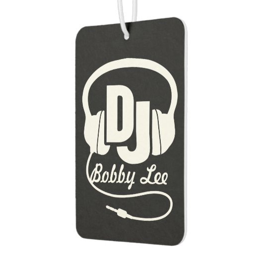 DJ-Name Kopfhörer weiß auf dunklen Lufterfrischer (Links)