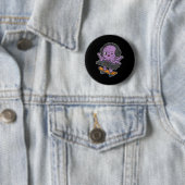 Dj Octopus Skate Retro Cartoon Button (Beispiel)