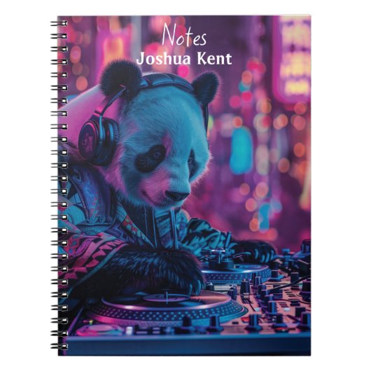 DJ Panda mit Kopfhörern Notizblock (Vorderseite)