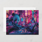 DJ Panda mit Kopfhörern Postkarte (Vorne/Hinten)