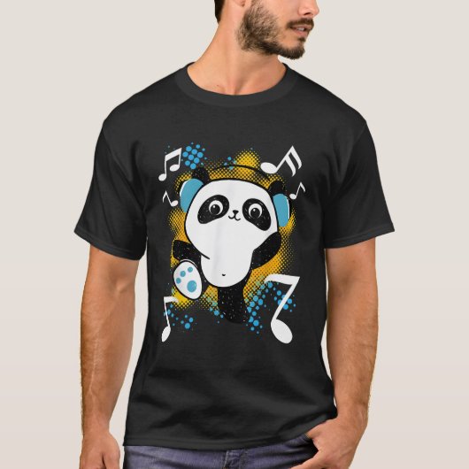 Dj Panda mit Kopfhörern T-Shirt (Vorderseite)