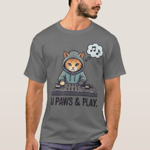 DJ Paws & Play Lustiger Katzen-Hoodie T-Shirt