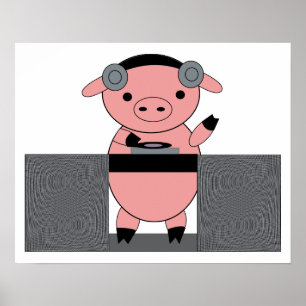 DJ Piggy Pig Poster