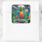 DJ Pineapple Party in einer Surreal Underwater Dis Quadratischer Aufkleber (Tasche)