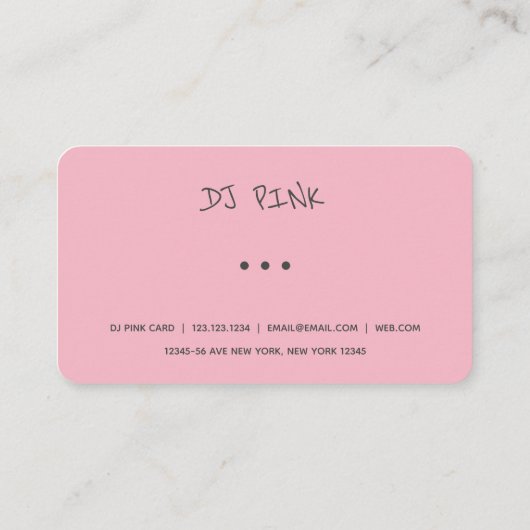 DJ Pink MIDI Controller Business Card Visitenkarte (Rückseite)