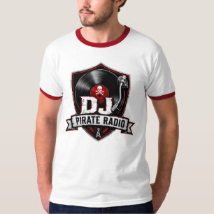 DJ Pirate Radio Ringer T-Shirt vorne & hinten
