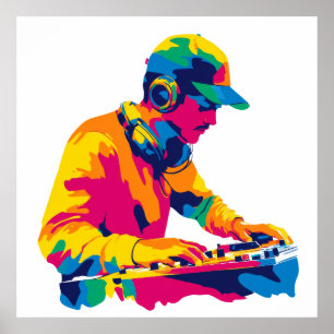 DJ Portrait Illustration Aquarellmalerei Poster