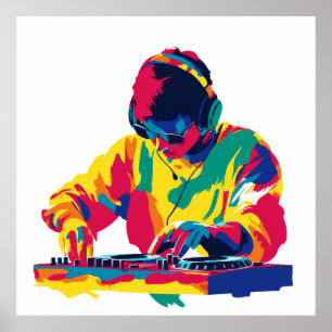 DJ Portrait Illustration Aquarellmalerei Poster