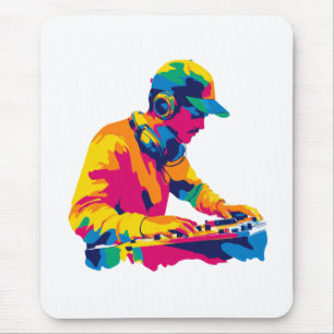 DJ-Porträt-Illustration Aquarellmalerei Mousepad