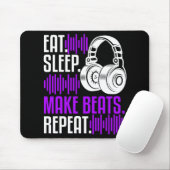 DJ Producer isst Sleep Make Beats Music Mousepad (Mit Mouse)