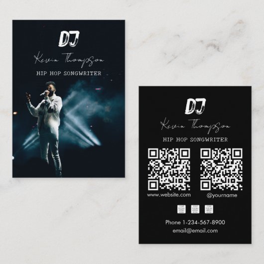 DJ Sänger Songwriter Musik 2 QR Code Professional Visitenkarte (Vorne/Hinten)