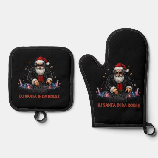 DJ Santa In Da House Potholder Set (Vorderseite)