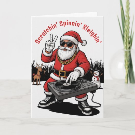 DJ Santa Weihnachten Karte (Vorderseite)
