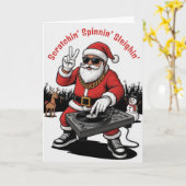 DJ Santa Weihnachten Karte (Gelbe Blume)