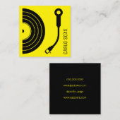 DJ-Schild als Vinylplatte Retro-Gelb Quadratische Visitenkarte (Vorne/Hinten)