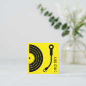 DJ-Schild als Vinylplatte Retro-Gelb Quadratische Visitenkarte (Stehend Vorderseite)