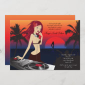 DJ-Schönheits-Party Einladung (Vorne/Hinten)