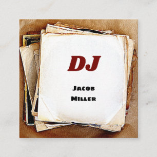 DJ-Service Retro-Vintage-70er-Schallplatten Quadratische Visitenkarte