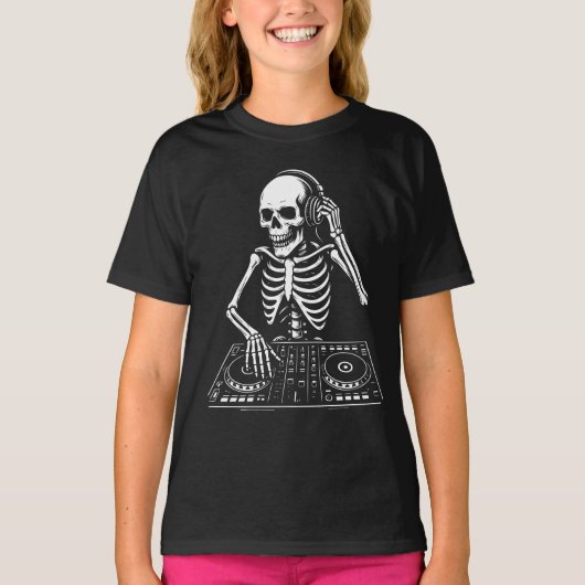 DJ Skeleton playing the live music T-Shirt (Vorderseite)
