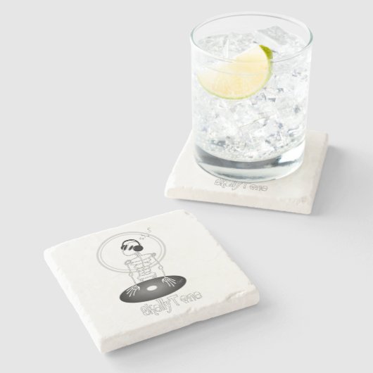 DJ Skeleton Steinuntersetzer (Seitenansicht)