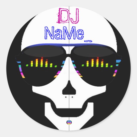 Dj Skull - Name hinzufügen Runder Aufkleber (Vorderseite)