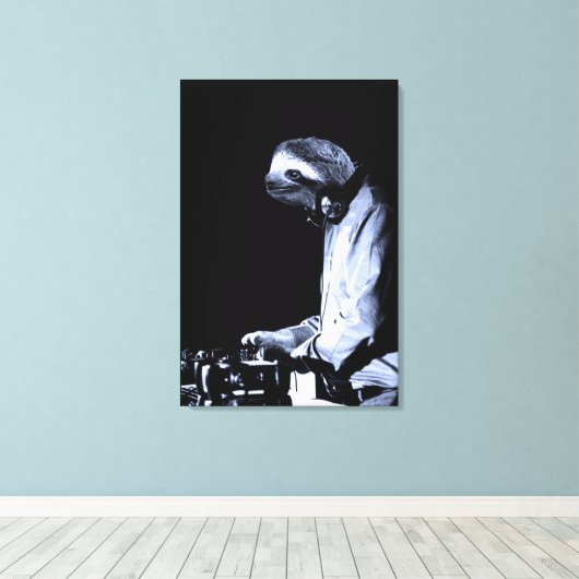 DJ Sloth Canvas Print Leinwanddruck (Insitu (Holzboden))