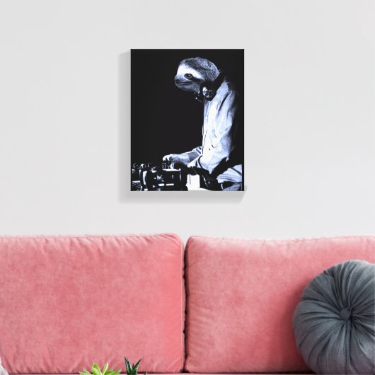 DJ Sloth Canvas Print Leinwanddruck (Insitu (Wohnzimmer))