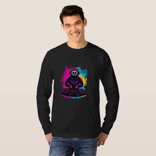 DJ Sloth Graffiti Style - Chill EDM Animal with Co T-Shirt (Vorne ganz)