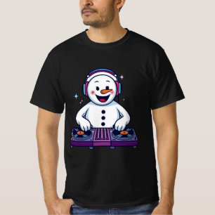 DJ Snowman Christmas – Funny Holiday Music Illustr T-Shirt