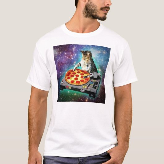 DJ Space Cat Spinning etwas süße Za T-Shirt (Vorderseite)