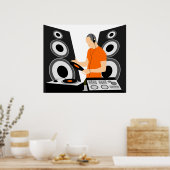 DJ Spinning Vinyl bei Decks Poster (Küche)