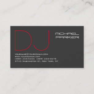DJ Stylish Gray Background Red Beruflich Visitenkarte