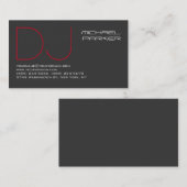 DJ Stylish Gray Background Red Beruflich Visitenkarte (Vorne/Hinten)