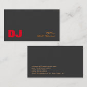 DJ Stylish Gray Background Red Orange Visitenkarte (Vorne/Hinten)