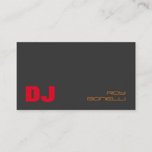 DJ Stylish Gray Background Red Orange Visitenkarte (Vorderseite)