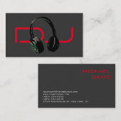 DJ Stylish Red Gray Background Headphone Visitenkarte (Vorne/Hinten)