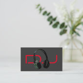 DJ Stylish Red Gray Background Headphone Visitenkarte (Stehend Vorderseite)