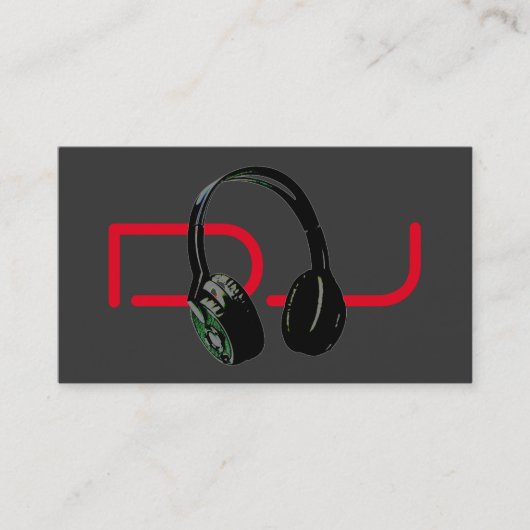 DJ Stylish Red Gray Background Headphone Visitenkarte (Vorderseite)