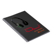 DJ Stylish Red Orange Gray Background Headphone Notizblock (Rechte Seite)