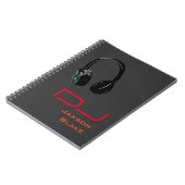 DJ Stylish Red Orange Gray Background Headphone Notizblock (Linke Seite)