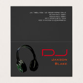 DJ Stylish Red Orange Gray Background Headphone Visitenkarten (Außenseite Aufgefaltet)