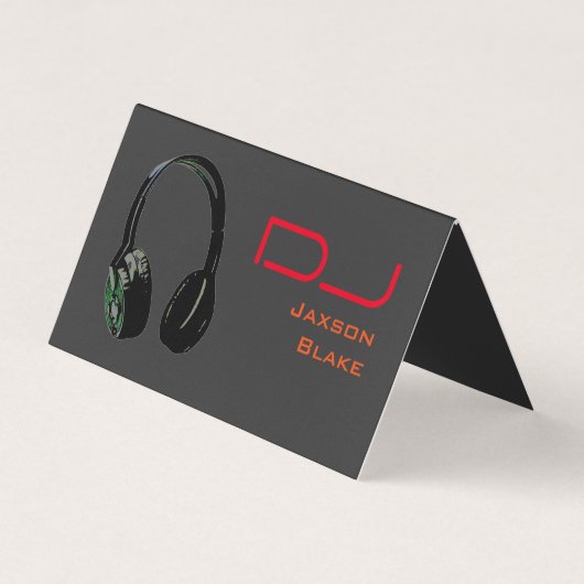 DJ Stylish Red Orange Gray Background Headphone Visitenkarten (Vorderseite)