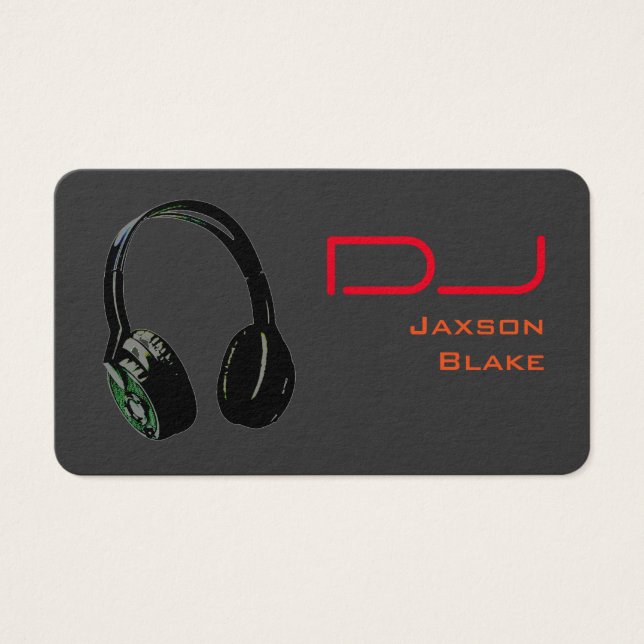 DJ Stylish Red Orange Gray Headphone Visitenkarte (Vorderseite)