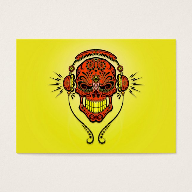 DJ Sugar Skull, rot und gelb (Vorderseite)
